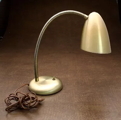 Vintage Gold Tone Metal Flexible Gooseneck Table Desk Lamp Mid-Century Modern • $75