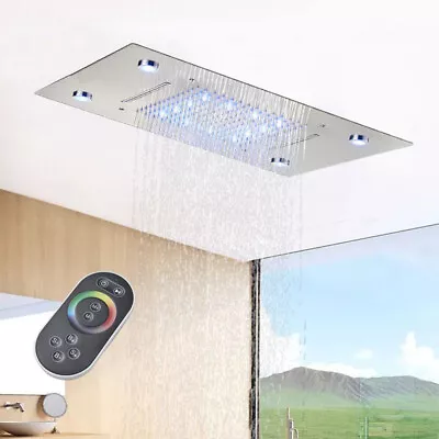 Luxury LED Rainfall Shower Head High Pressure Ceiling Mounted Overhead Sprayer • $99