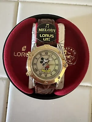Lorus’ Disney Mickey Mouse Melody Watch With Light In 2-tone Case / Leather Band • $350