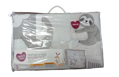 $44.99 • Buy Parent's Choice Neutral Sloth Elephant Ultra Soft Nursery Crib Bedding Set 3