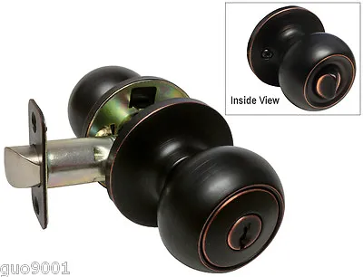 Entrance Keyed Entry Oil Rubbed Bronze Round Knob Door Handle Lock Knobs  • $11.99