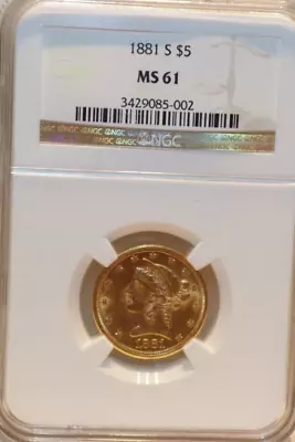 1900 US $5 Liberty Gold Piece NGC MS61 • $449.60