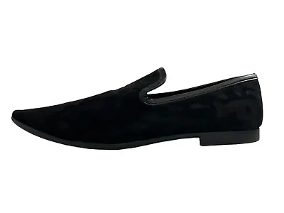 Zara Man Shoes Slippers Slides Loafers Black Leather Animal Print EUR 43 US 10 • $19.99