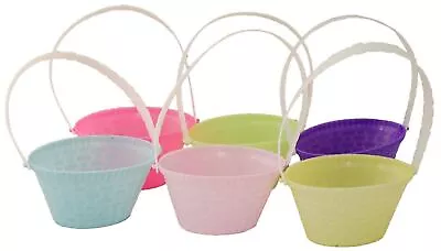 6pk Easter Plastic Bucket Kids Egg Hunt Handle Basket School Craft Decor Gift • £4.99