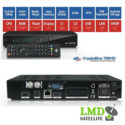 £89.90 • Buy AB CryptoBox 750 HD DVB-S/S2 H265 HEVC Full HD 1080p CI CA LAN IPTV DLNA PVR VFD
