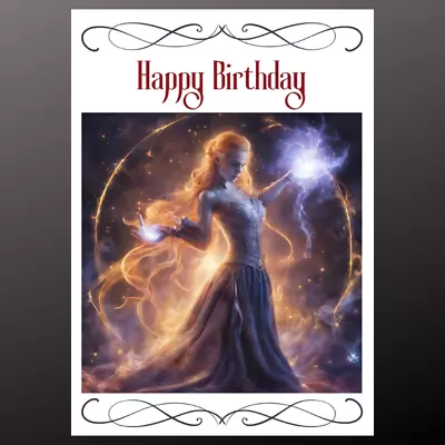 Happy Birthday Card Personalise Seeded Gothic Fantasy Goddess Wiccan Pagan • £2.99