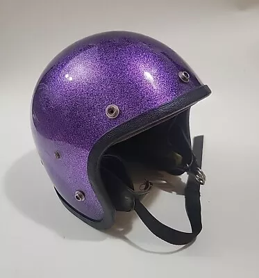 Vtg 1960's Purple Metal Flake Motorcycle Helmet LSI 4150 Moto Glittery • $100