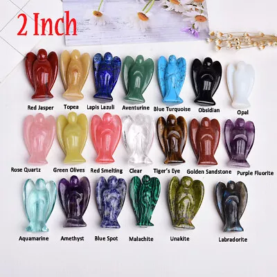 £9.59 • Buy 2  Natural Gemstone Chakra Healing Crystal Carved Pocket Guardian Angel Poem