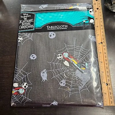 The Nightmare Before Christmas Round Vinyl Tablecloth 70 Inch Cloth Back NEW • $8.97