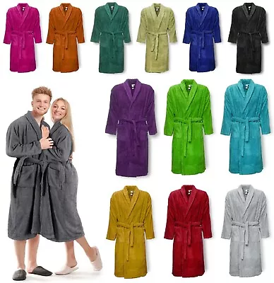 Luxury 100% Egyptian Cotton Unisex Bathrobe Terry Towelling Gown Dressing Shawl • £15.79