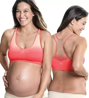 Cake Maternity Rebel Active Racer Crop Nursing Seamless Coral Bra Large/X-Large • £27.35