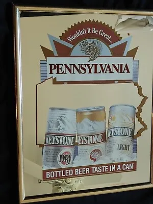 Vintage 1990 Keystone  Bottled Beer Taste In A Can  Framed Mirror Bar Pub Sign  • $46