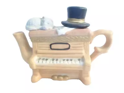 Miniature Ceramic Piano Teapot With Cat And Sheet Music On Top 5  X 3  • $15