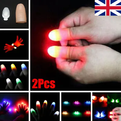 2x Magic Light Up Thumbs Fingers MULTI-COLOURED Flashing Trick Appearing Light • £3.89