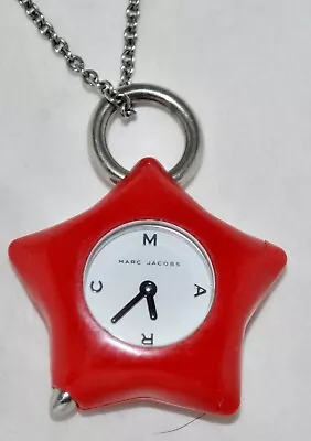 Marc By Marc Jacobs Red Acrylic Star Pendant Watch 28” Stainless Chain MBM1040 • $69