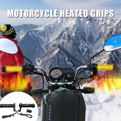 Heated Hand Grips 22mm 7/8  Electric Hot Warm Handlebar For Motorcycle ATV Bike • $19.99