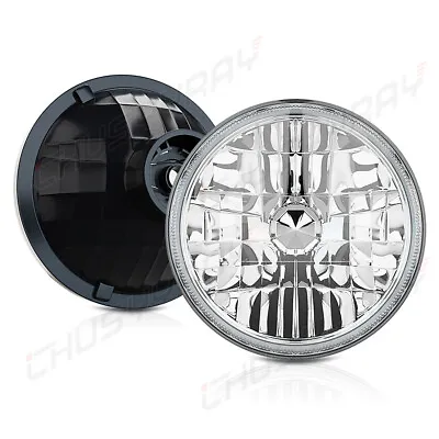 7  Stock Glass Lens Metal Headlight 6v 6-Volt 6k LED H4 Light Bulb Headlamp Pair • $97.99