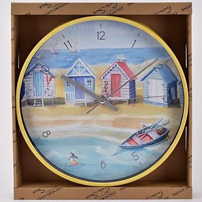 By The Seaside Beach Huts Wall Clock By Finola Stack • £17.95