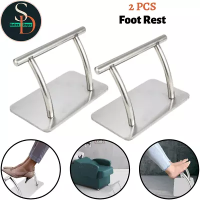 2PCS Stainless Steel Footrest Foot Salon Chair Rest Barber Tattoo Hairdressing • £30.59