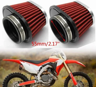 2Pcs Motorcycle High Flow Air Filter 55mm For Motocross Scooter Air Pods Cleaner • $20.70