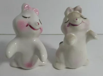 Hugging Bunny Salt + Pepper Van Tellingen Ceramic • $4.99