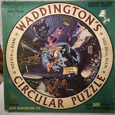 Vintage Waddingtons Circular Jigsaw Puzzle 500+ Pcs Vari-Piece English Legends • £17.95