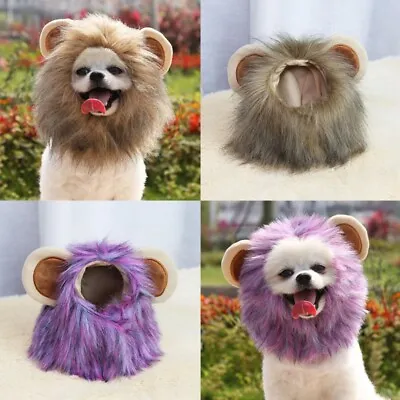 £9.59 • Buy Pet Costume Lion- Mane Wig For Cat Dog Festival Fancy Dress Up Hat Cap Cosplay