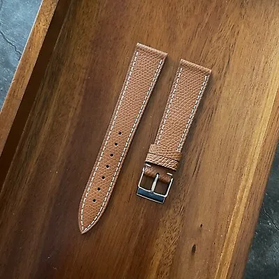 20mm Tan Brown Grain Calf Leather Luxury Vintage Watch Strap Band Made In Italy • $136.91