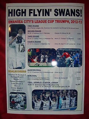 Swansea City Capital One Cup Run 2012/13 - Souvenir Print • £7.99