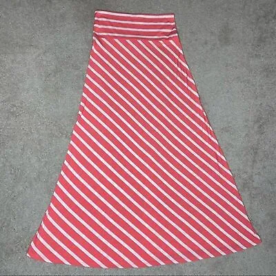 Mossimo Supply Co Coral And White Striped Maxi Skirt Size Medium • $19