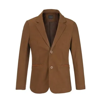 $54.20 • Buy Men's Lapel Collar Long Sleeves Suit Coats Cotton Casual Slim Fit Jacket Blazer