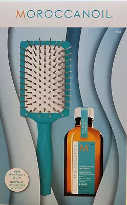 Moroccanoil Mini Paddle Brush & Oil Treatment Light 1.7 Oz Gift Set • $33