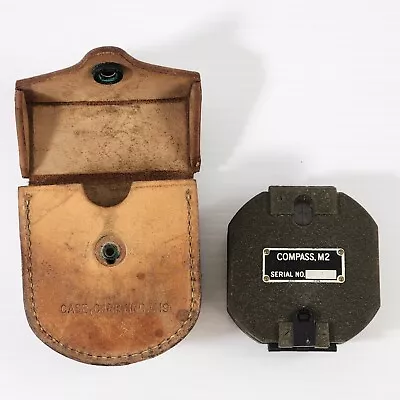 U.S. M2 COMPASS ORIGINAL Early SERIAL # 54818 W/ Leather CASE CARRYING M19 • $162