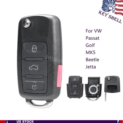 $8.95 • Buy Flip Remote Key Fob Case Shell Replacement For VW Passat Golf MK5 Beetle Jetta