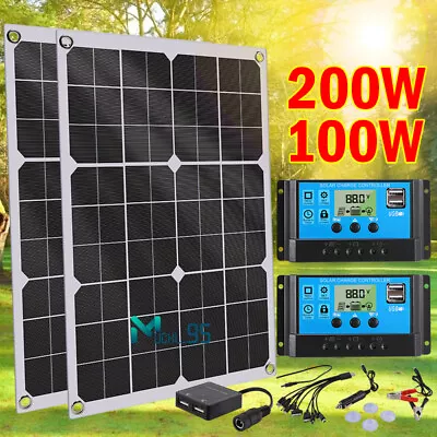 100W 200W Watt 12V Monocrystalline Solar Panel Charger RV Camping Home Off-Grid • $47.62