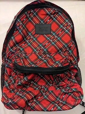 Victoria Secret Bookbag  Pink  Red And Green Plaid Pattern Pre Owned • $12