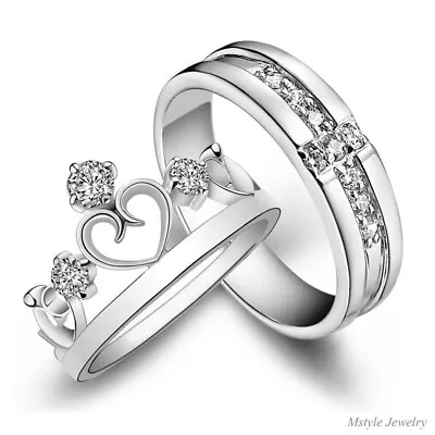 King Queen Valentines Day Gifts 925 Sterling Silver For Couple Him Her Love Ring • £3.99