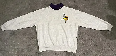 Majestic Minnesota Vikings Embroidered Turtleneck Sweatshirt - Size XL - Vintage • $17.99