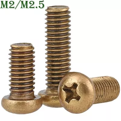 M2 M2.5 Brass Phillips Cross Screws Pan Head Machine Screws Bolts DIN 7985A • $7.01