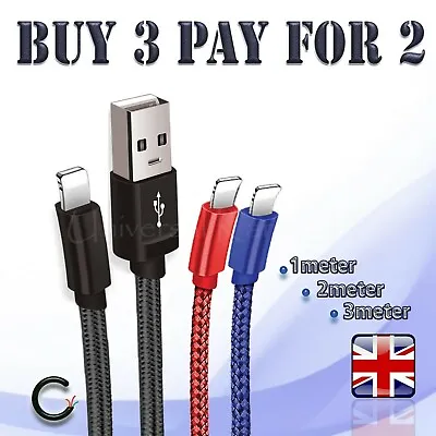 Heavy Duty USB Charger Sync Wire Cable Lead For IPhone 11 XR XS 8 7 6s IPad AIR • £3.79