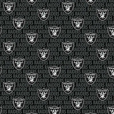 BTHY NFL Oakland Raiders Logo Multi Black Cotton Fabric By The Half Yard 14498 • $6.50