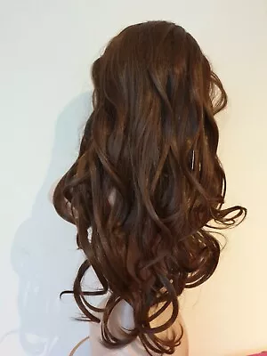 Chocolate Brown Long Wavy 3/4 Wig Half Wig GS-TFA888 -6 • £9.99