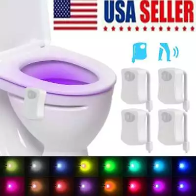 4Pcs Toilet Night Light 16 Color LED Motion Activated Sensor Bathroom Bowl Seat • $12.99