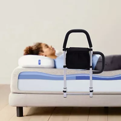 Safety Bed Rail Adjustable Bed Assist Rail W/ Storage For Disabled And Senior UK • £48