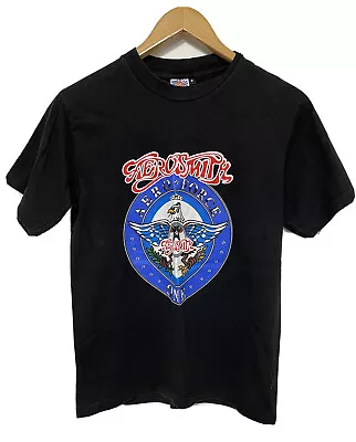 Aerosmith Aeroforce-One Tour Band Tshirt Black Graphic Print Concert - Small 38” • $45