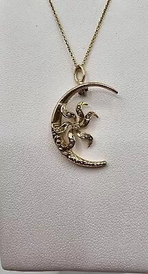 Antique Victorian 14k Yellow Gold Crescent Moon And Sun Pendant • $299