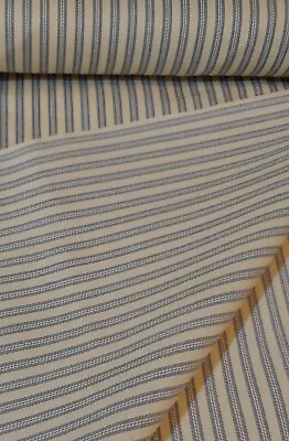 Twill Ticking Vintage Blue Cotton Fabric Woven Stripe BY THE YARD • $10.99