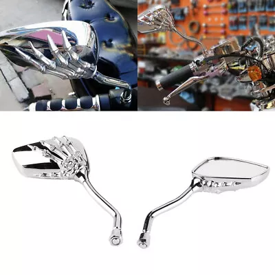 Motorcycle Skull Skeleton Hand Mirrors For Harley Street Glide Road King Softail • $21.31