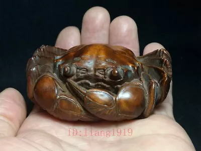 Japanese Boxwood Hand Carved Crab Statue Netsuke Table Deco Old Gift Collectable • £23.99