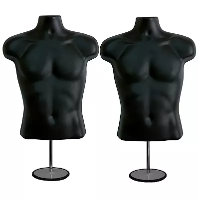 2 Pack Male Mannequin Torso With Stand Dress Form Tshirt Display Countertop Holl • $109.99